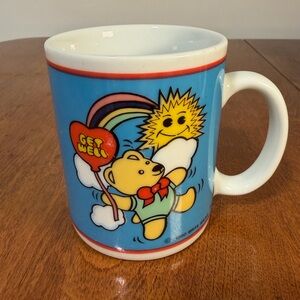 Vintage 1990 Teddy Bear Get Well Mug Rainbow Sunshine